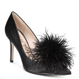 Sam Edelman Haide Satin Feather Pom-Pom Pumps
